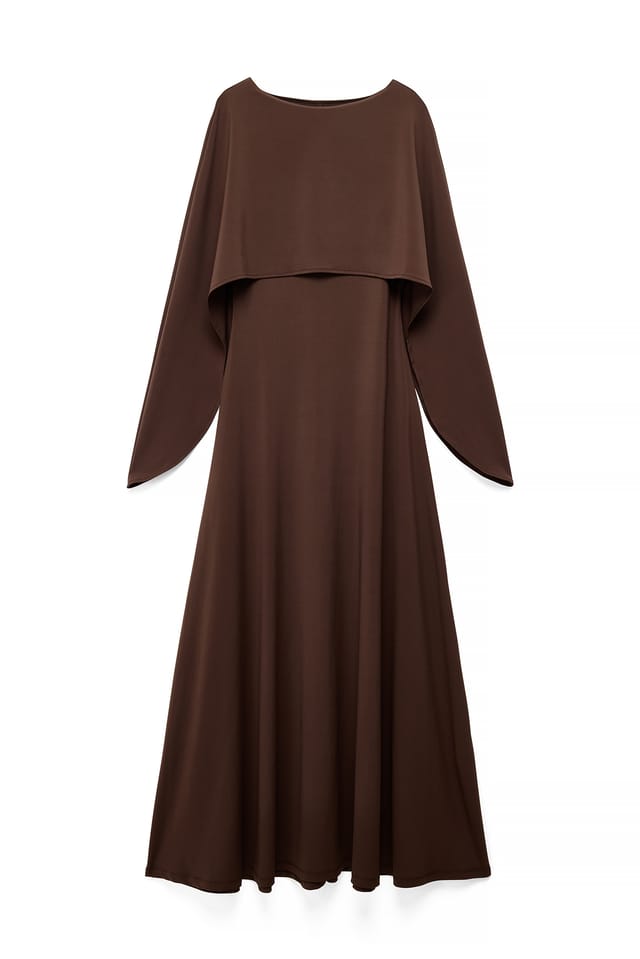 Dark Brown Robe longue cape détail