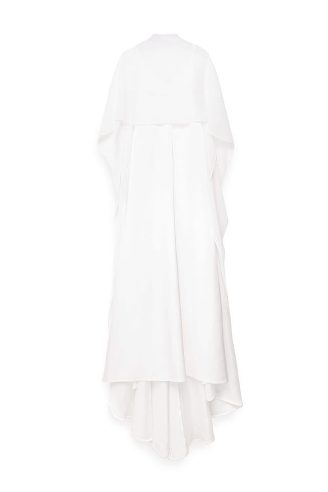 White Cape Volume Maxi Dress