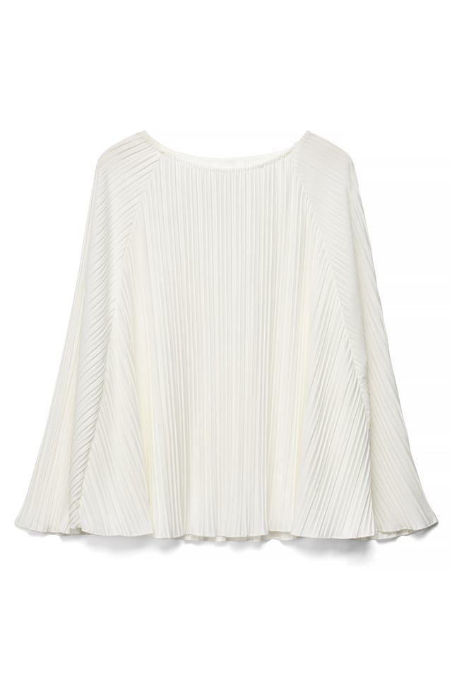 Offwhite Plisseret bluse med kappe