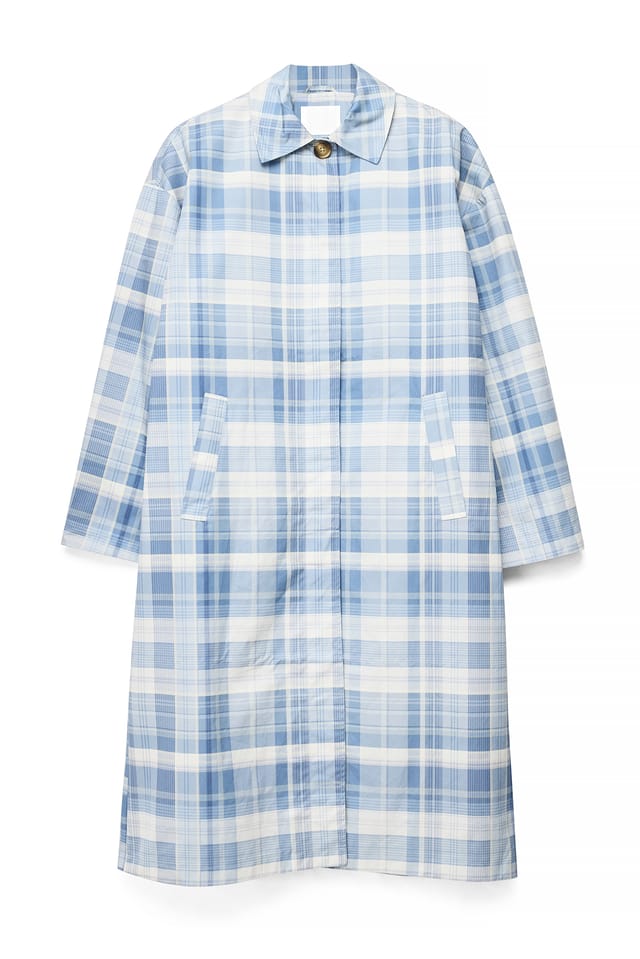 Blue Check Rutemønstret trenchcoat