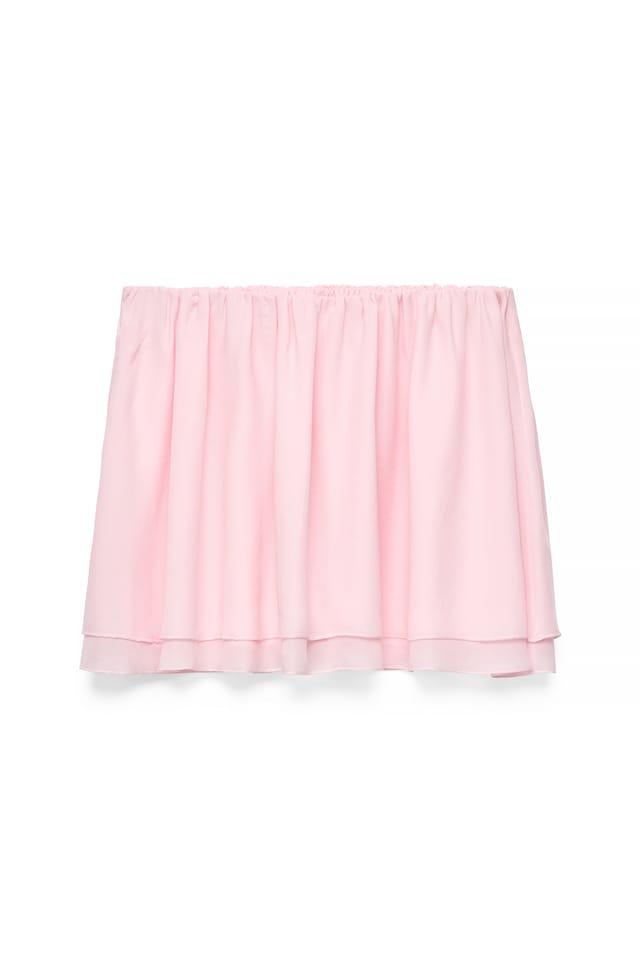 Light Pink Chiffon Mini Skirt