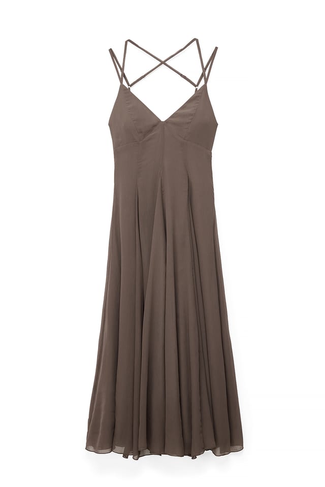 Brown Midikleid aus Chiffon mit Trägern