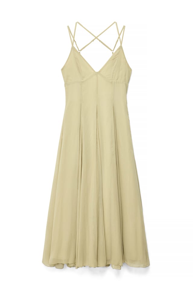 Light Green Midikleid aus Chiffon mit Trägern