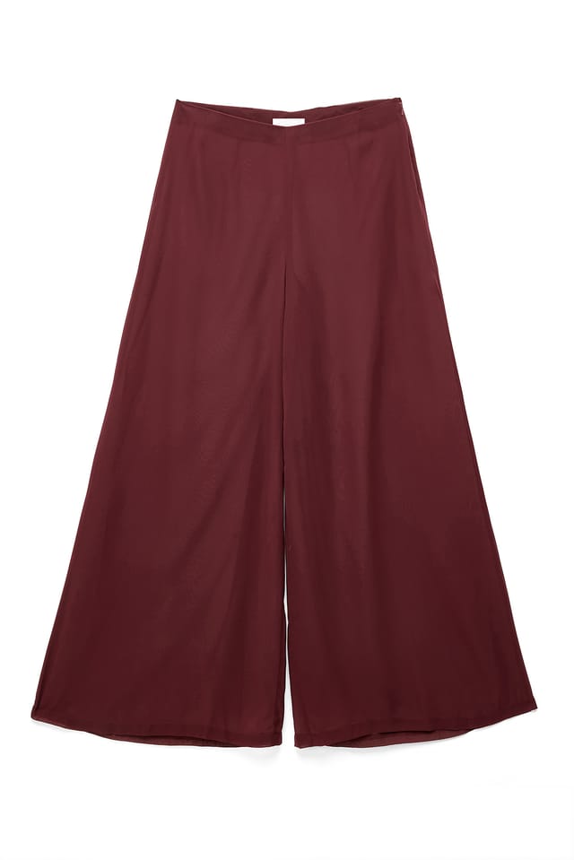 Dark Plum Pantalons fluides mi-hauteur en chiffon
