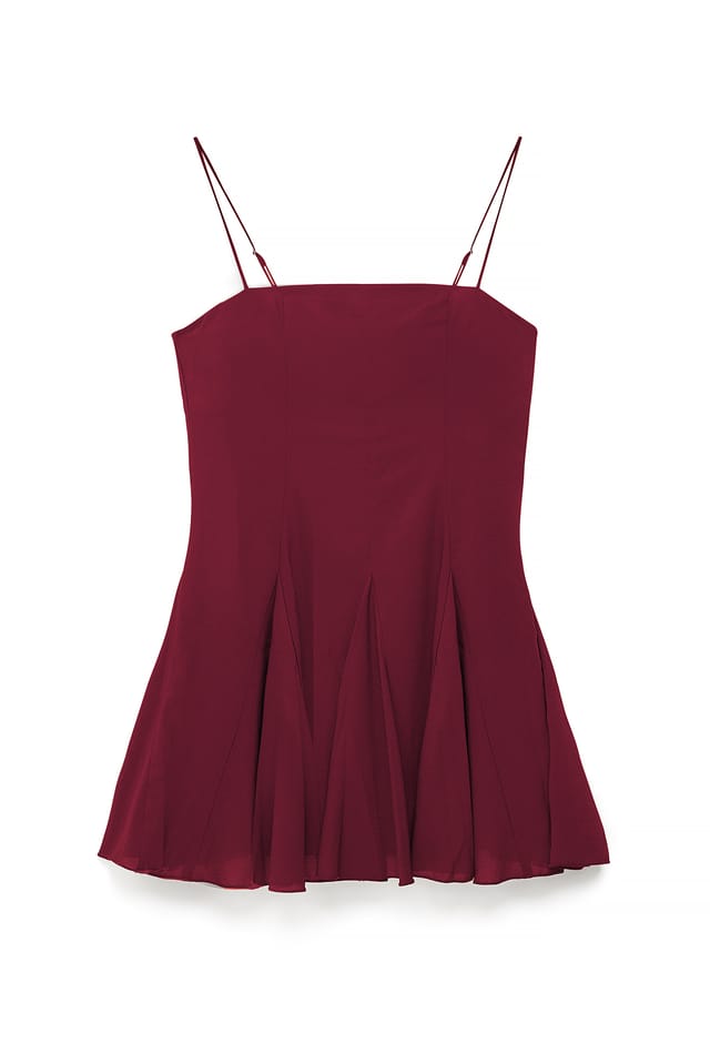 Deep Red Miniklänning i chiffong med scarf