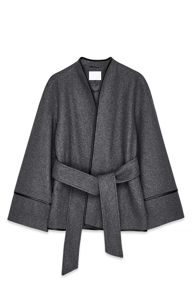 Grey Contrast Binding Short Coat