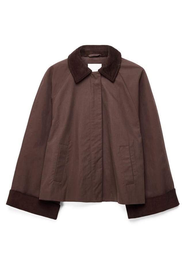 Brown Kurztrenchcoat mit Cordkragen