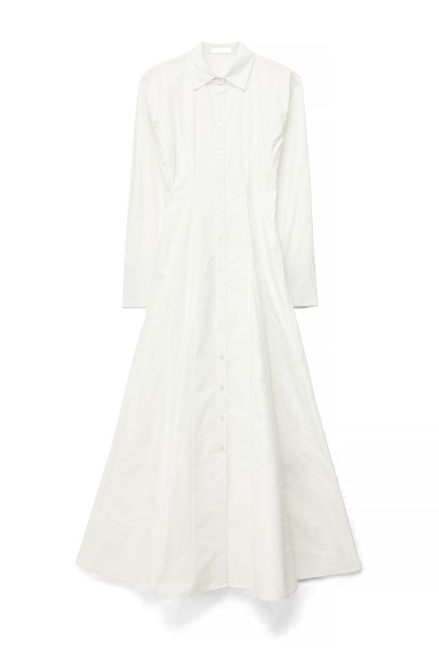 White Robe longue plissée en coton