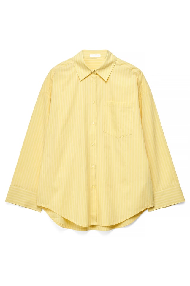 Yellow Stripe Cotton Loop Detail Shirt