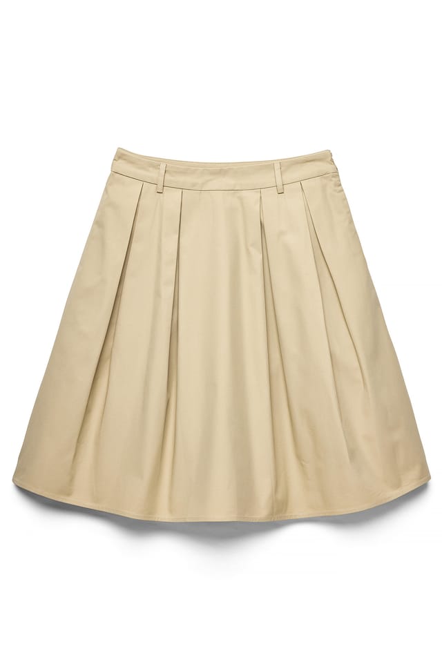 Light Beige Plisserad midikjol i bomull