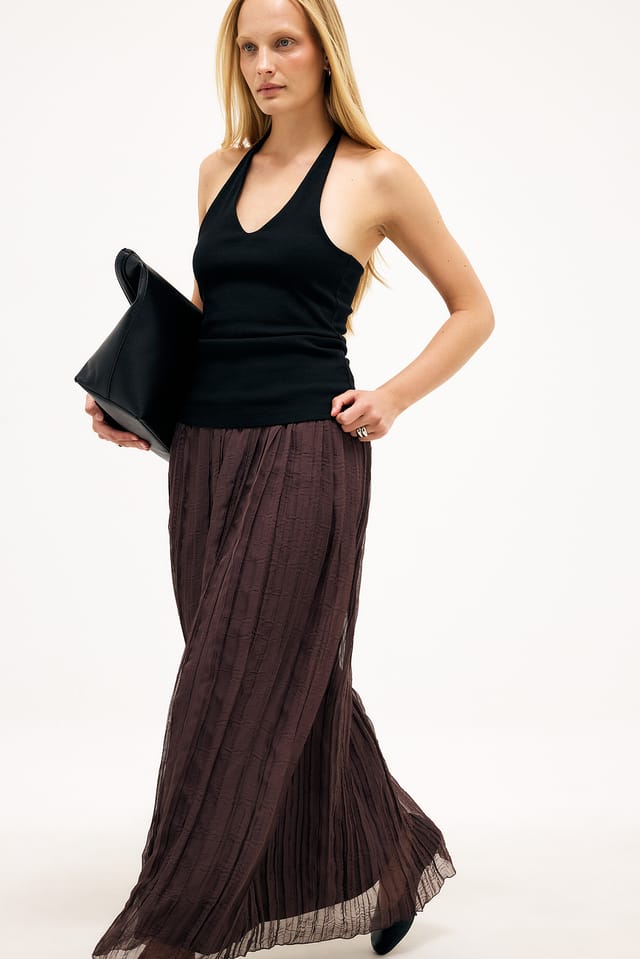Plum Crinkled Maxi Skirt