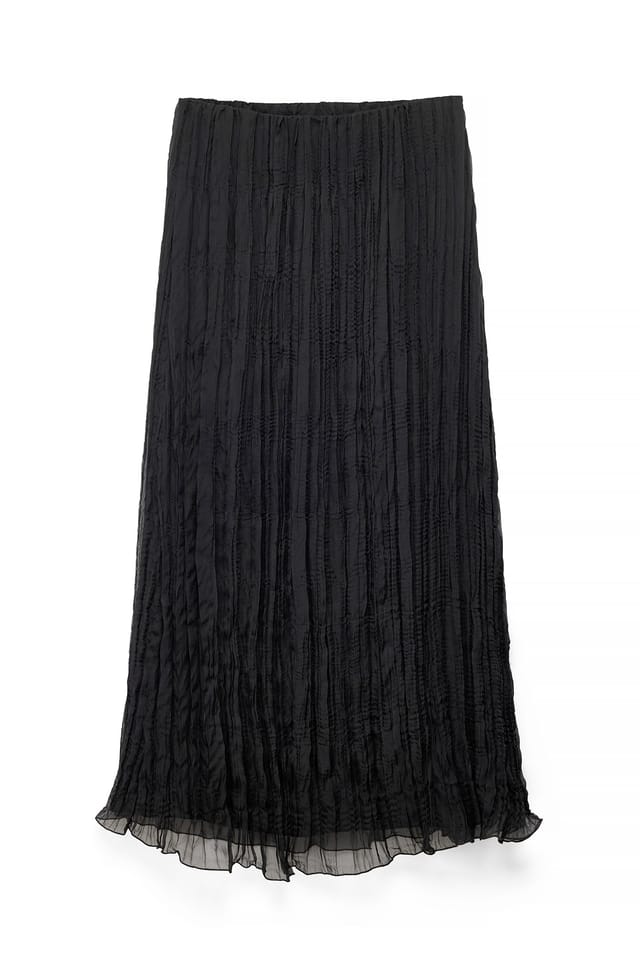 Black Crinkled Maxi Skirt