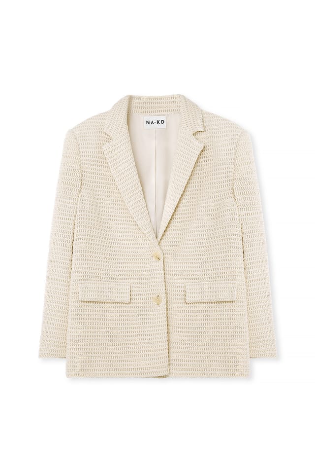 Sand Crochet Oversized Blazer