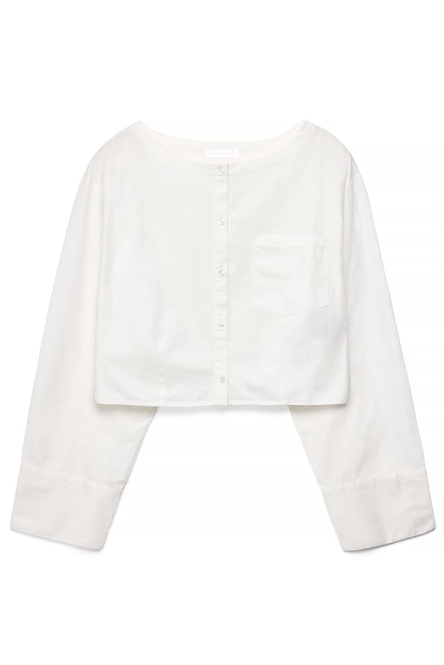 White Cropped-Baumwollhemd