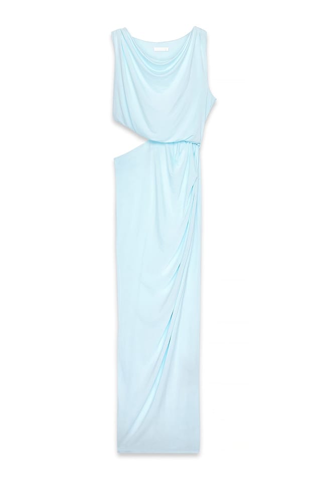 Light Blue Robe midi à découpes