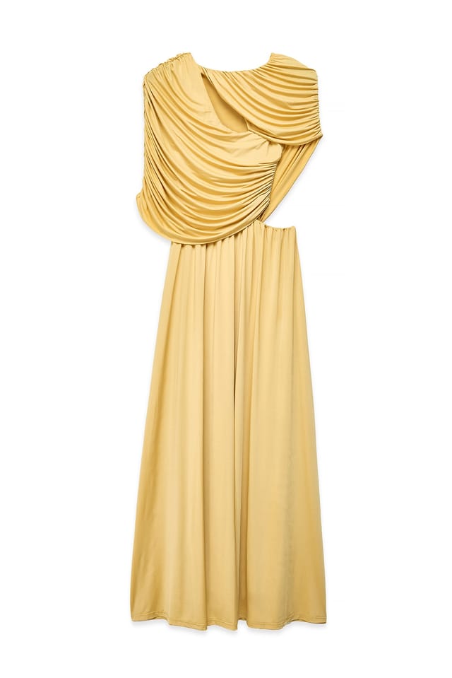 Burned Yellow ausgestelltes Maxikleid mit Cut-outs