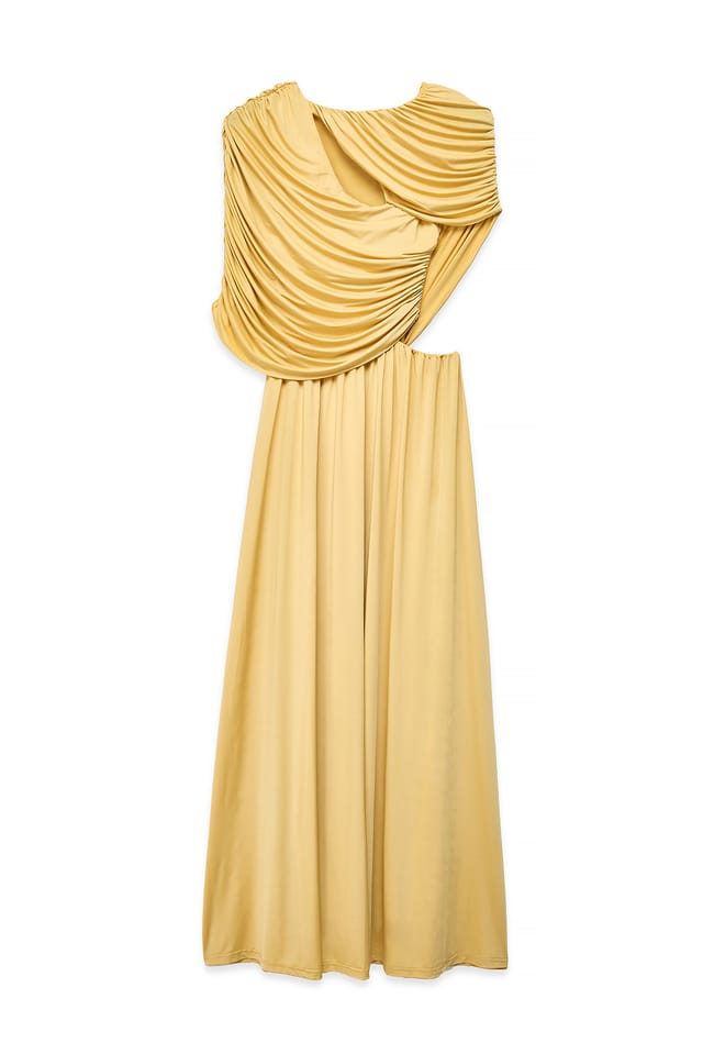 Burned Yellow ausgestelltes Maxikleid mit Cut-outs