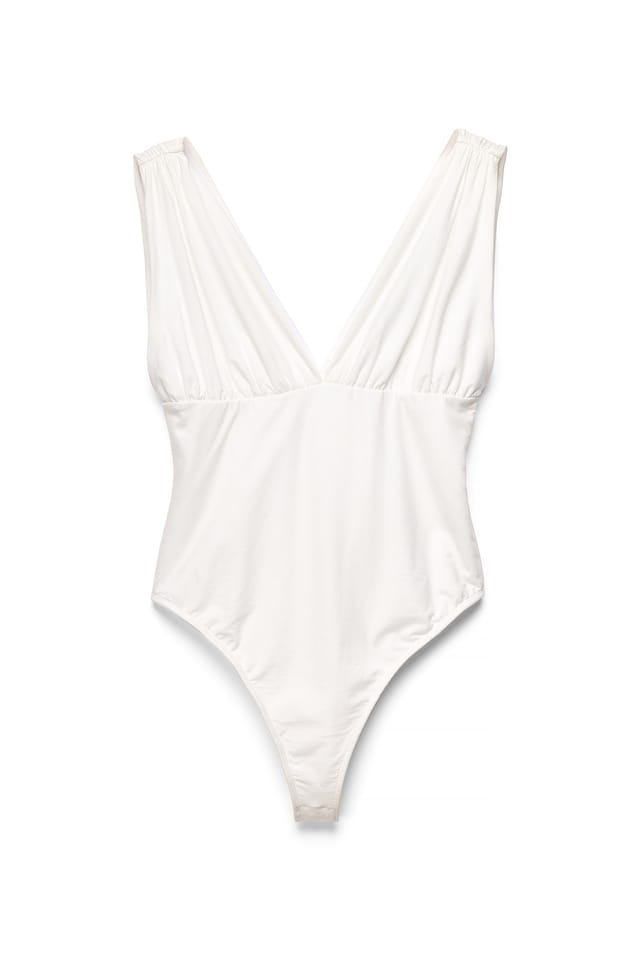 Offwhite Gedrapeerde jersey body met diepe V-hals