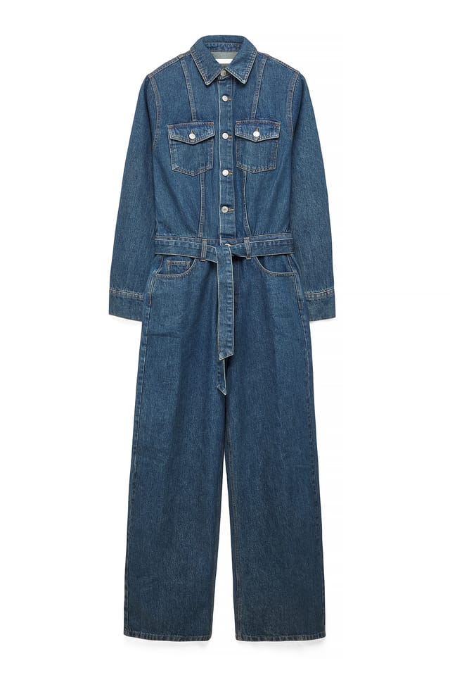 Mid Blue Denim Oversized Jumpsuit