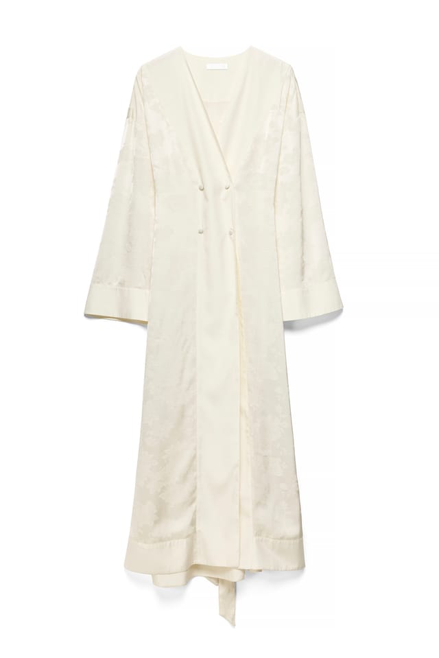 Offwhite Double Breasted Jacquard Kaftan