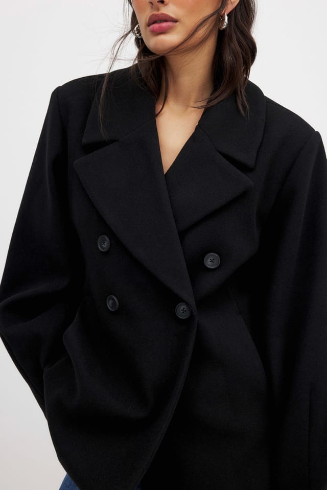 Black Double Buttoned Short Coat