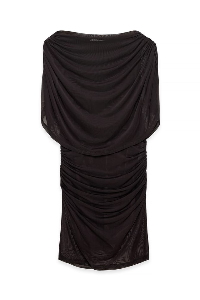 Brown Draped Cape Mini Dress
