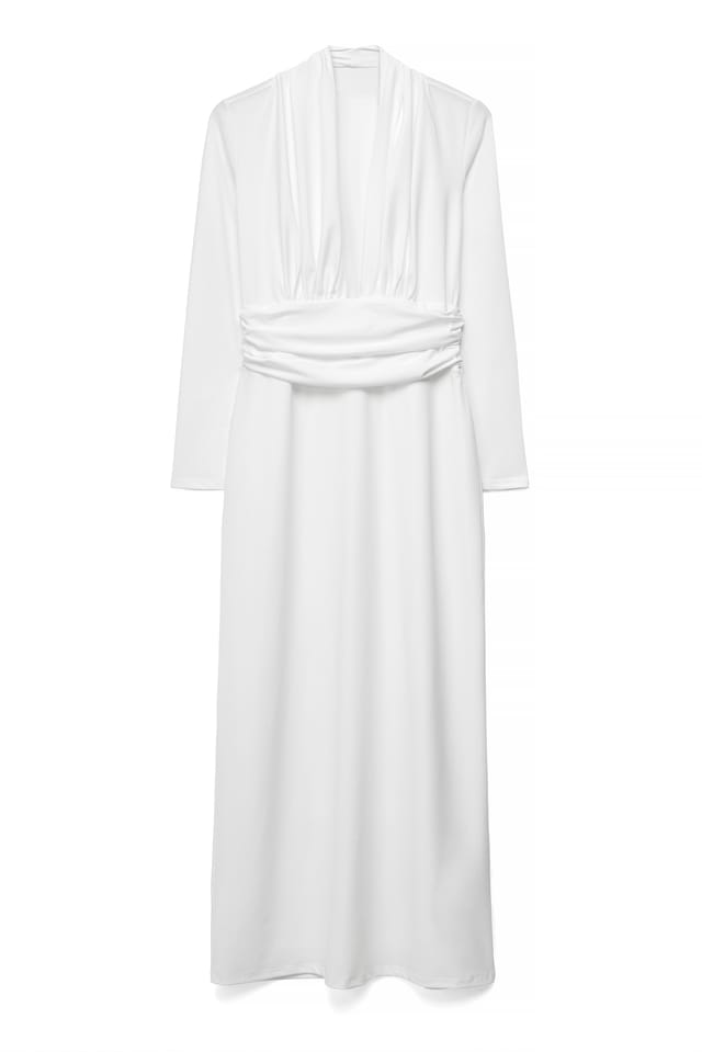 White Robe longue drapée en jersey
