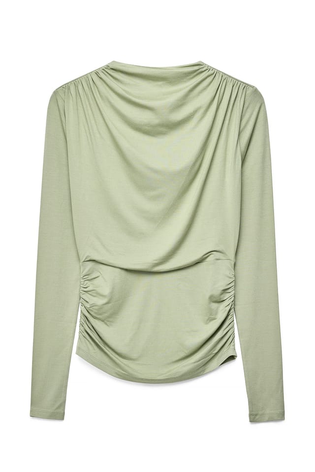 Khaki Draped Long Sleeve Jersey Top