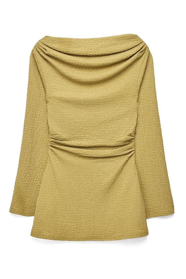 Green Strukturerad långärmad topp med drapering