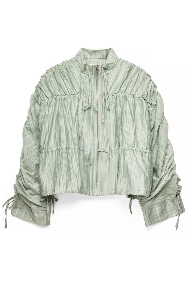 Light Green Drawstring Detail Jacket