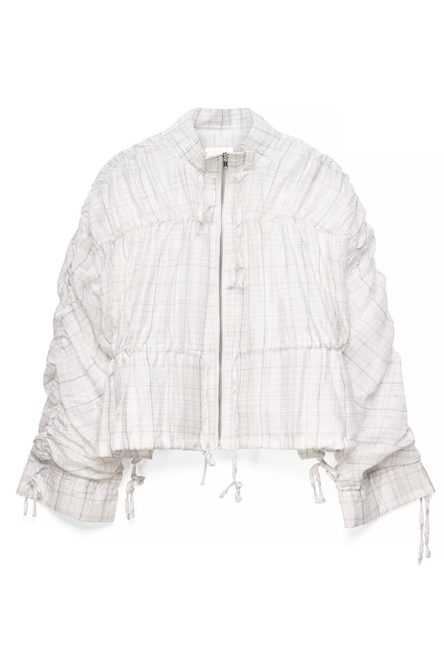 Check Drawstring Detail Jacket