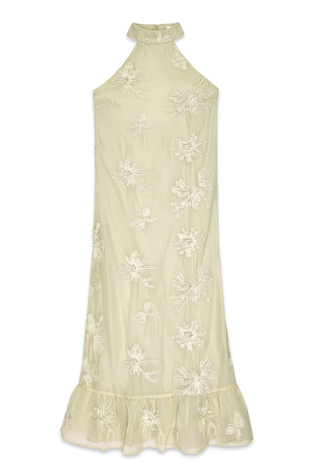 Light Green Maxiklänning med halterneck och paljetter