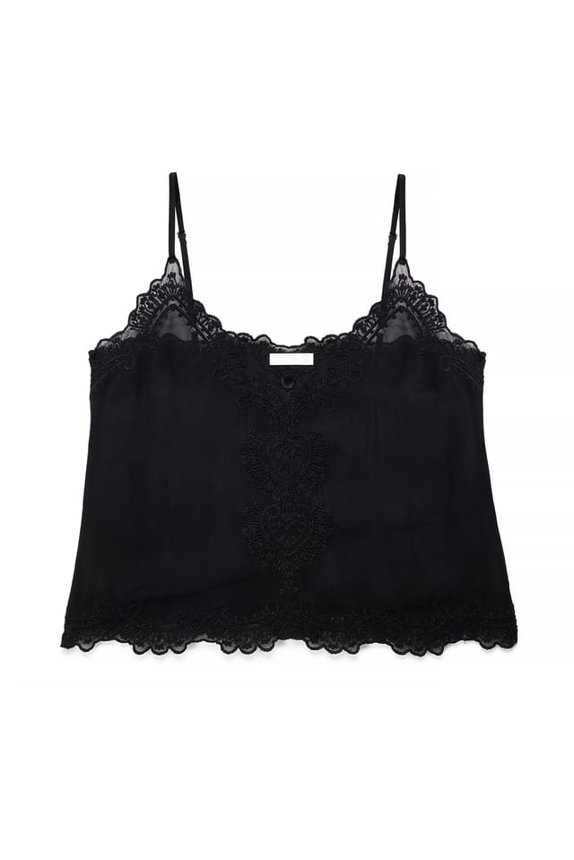 Black Embroidered Singlet