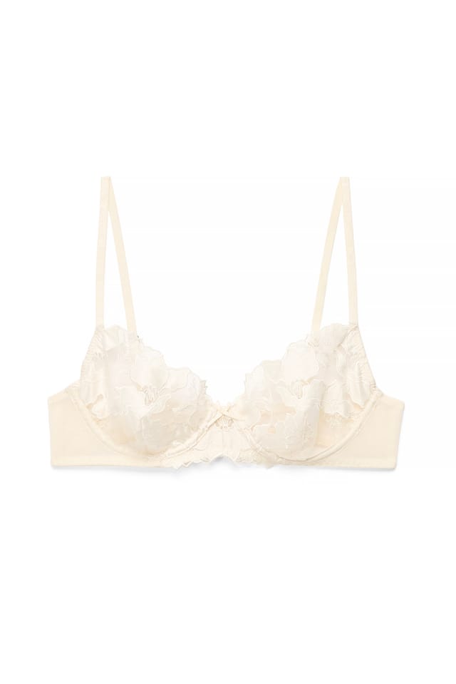 Cream Stickerei Low Balcony BH