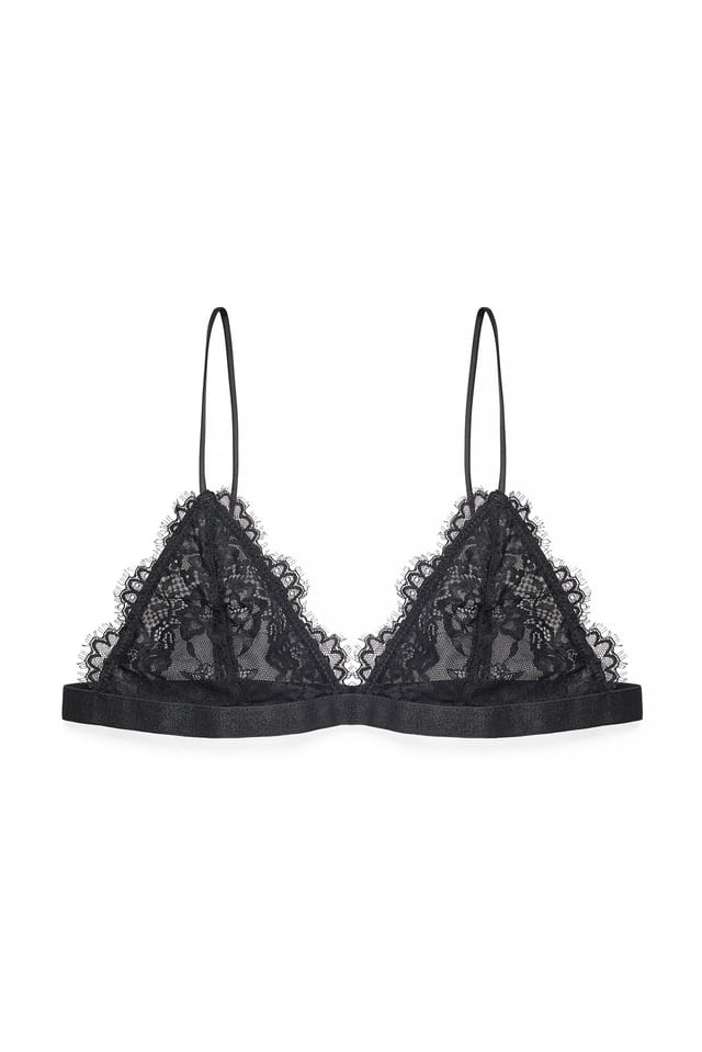 Black Soutien-gorge souple en dentelle frangée