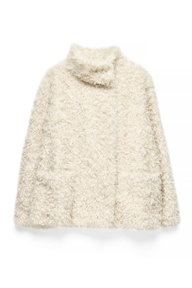 Offwhite Veste à col montant en fausse fourrure