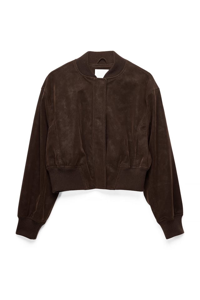 Dark Brown Bomberjacke aus Kunst-Wildleder
