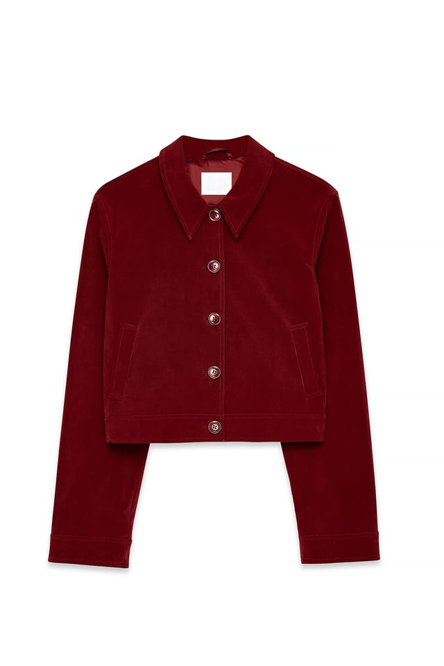 Burgundy Faux Suede Boxy Jacket