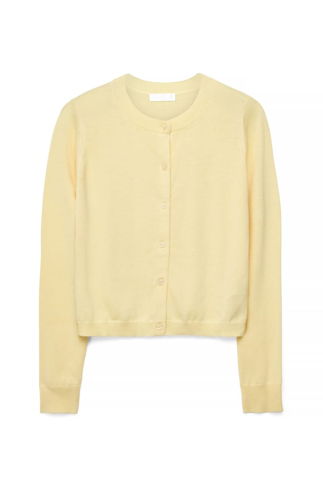 Light Yellow Finstickad cardigan