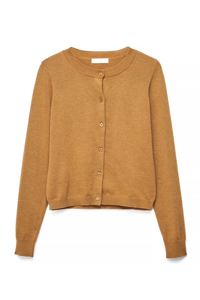 Camel Finstrikket cardigan