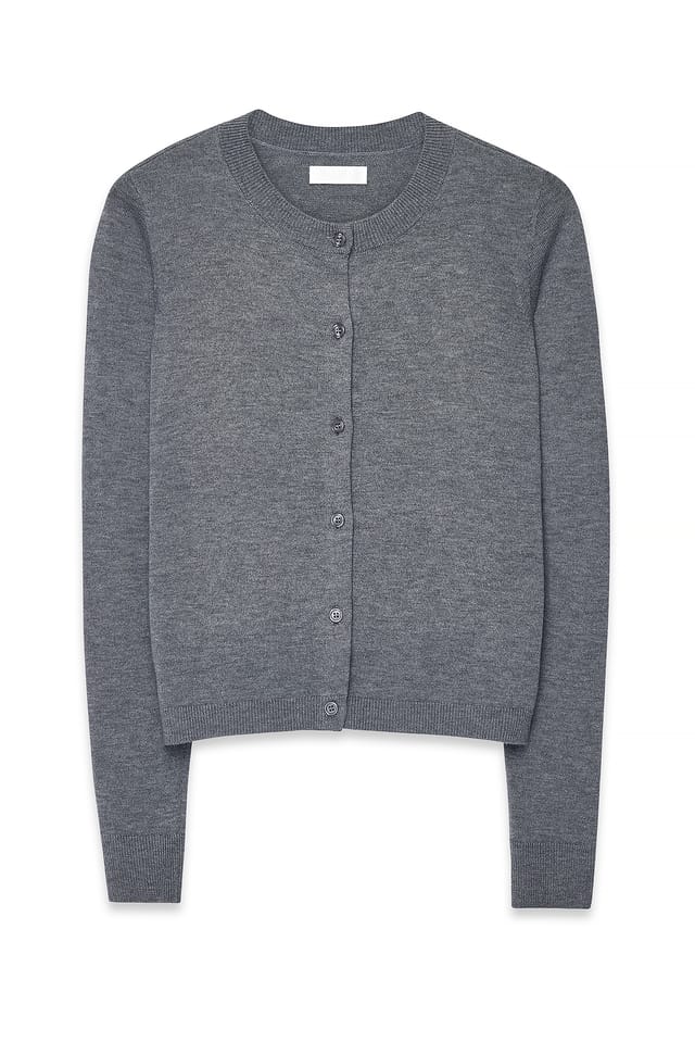 Grey Melange Fine Knitted Cardigan