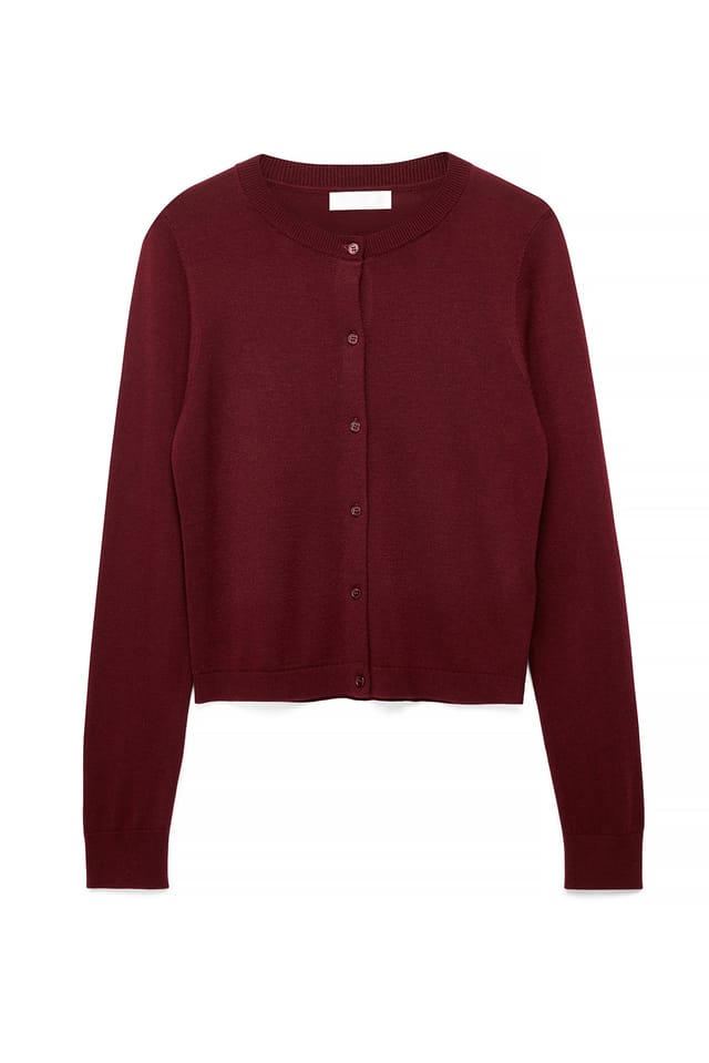 Burgundy Fine Knitted Cardigan