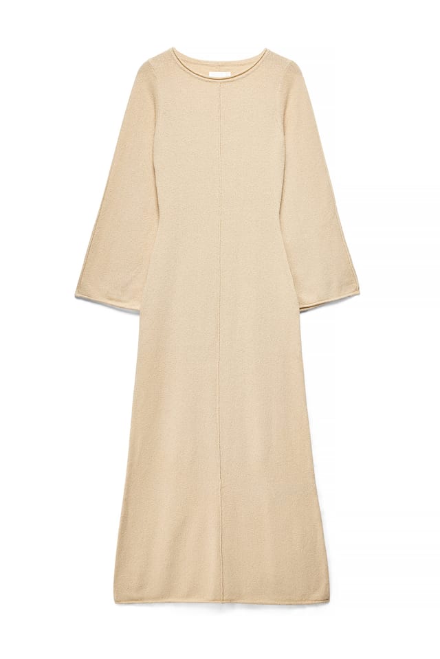 Beige Fine Knitted Maxi Dress