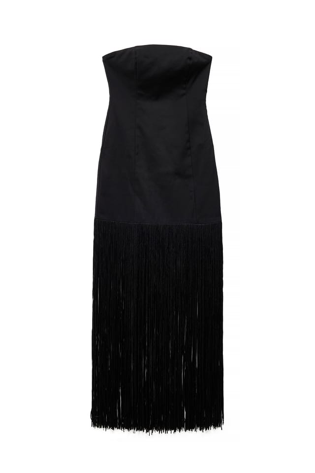 Black Robe ajustée à franges