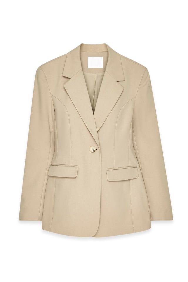 Taupe Åtsittande blazer i twill