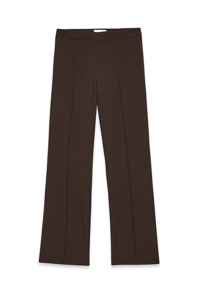 Brown Flared Mid Waist Suit Pants