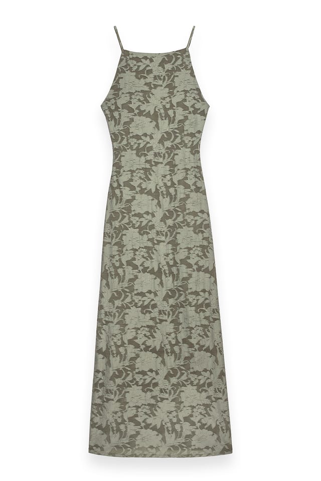 Light Khaki Maxiklänning med blommor