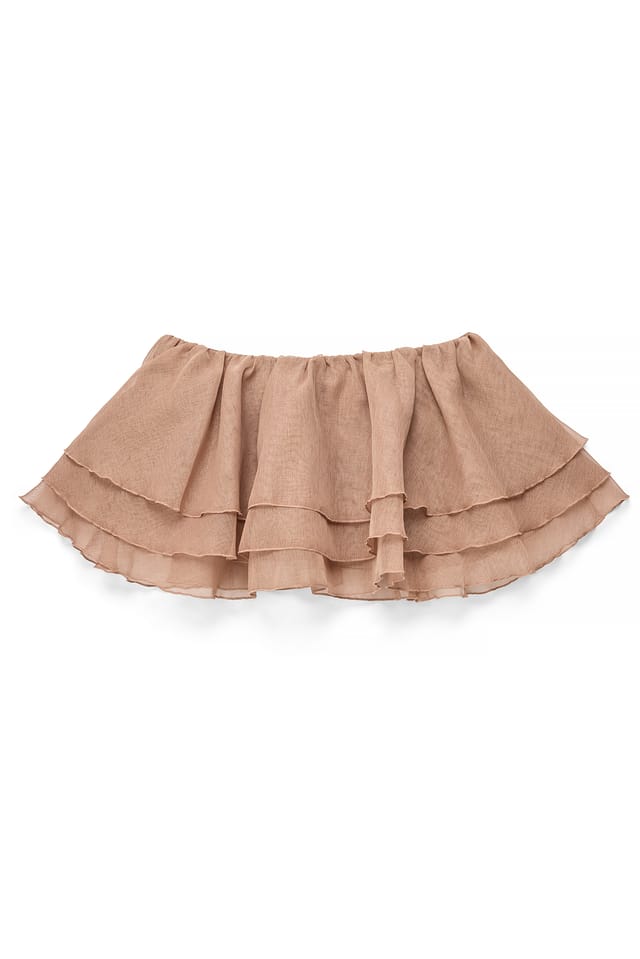 Dark Beige Cropped top met volant