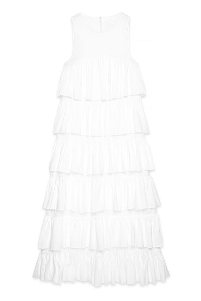 White Flounce Detail Maxi Dress