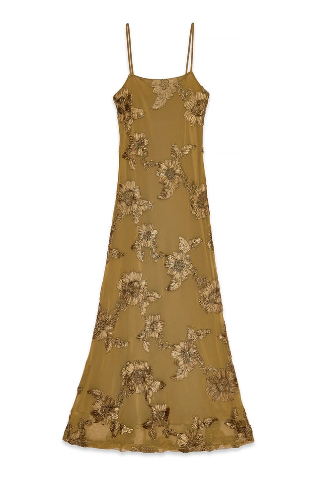 Light Khaki Mesh Maxikleid